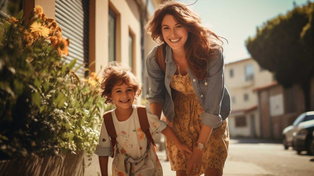 Una mamma porta a scuola la sua bambina