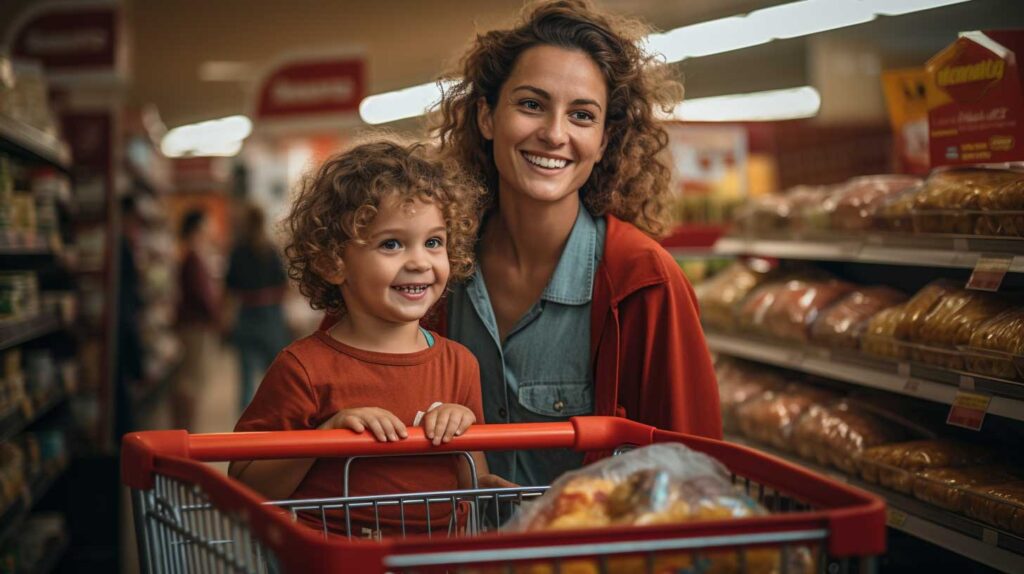 mamma e figlia al supermercato