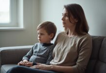 Tuo figlio non è difficile: perchè il comportamento non definisce chi è davvero Madre e bambino seduti insieme sul divano in un momento di pausa e riflessione.